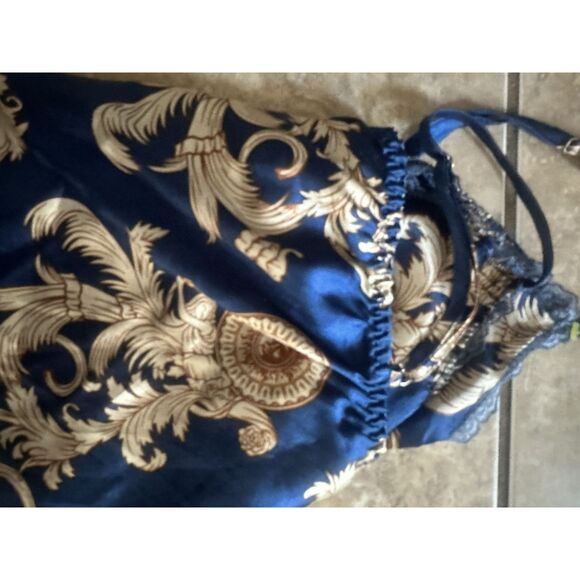 Vintage Satin Printed Cami PJ Top Sz Small - Picture 4 of 4
